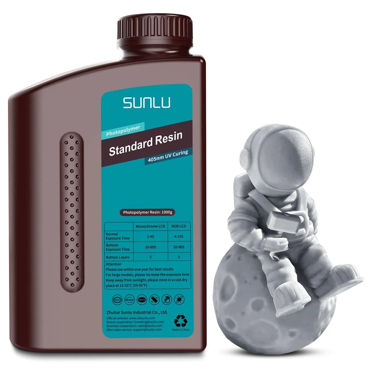 SUNLU Standard white 3D printing resin for LCD and UV resin printers with smooth finish