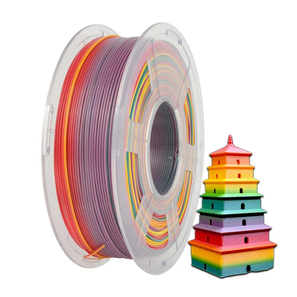 SUNLU Silk PLA Plus Rainbow Filament 1.75mm for glossy multi-color 3D printing