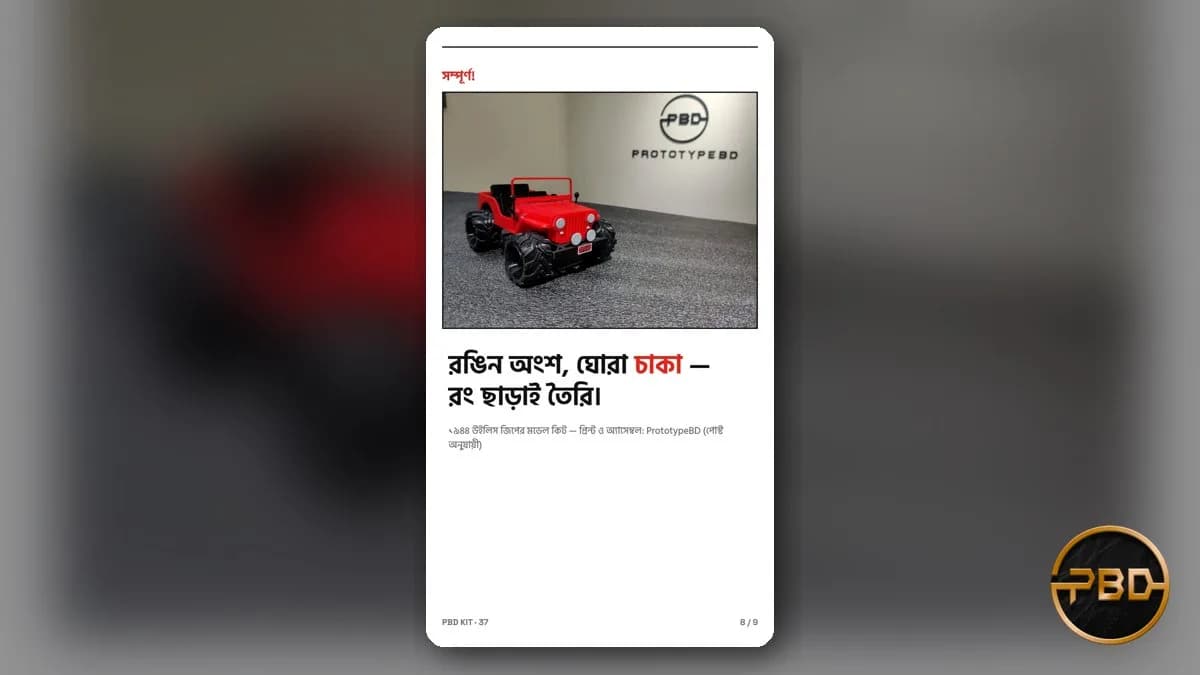 3D প্রিন্টেড মডেল কিট বাংলাদেশে: নিজে জোড়া লাগানোর গাড়ি, রোবট ও স্থাপনা