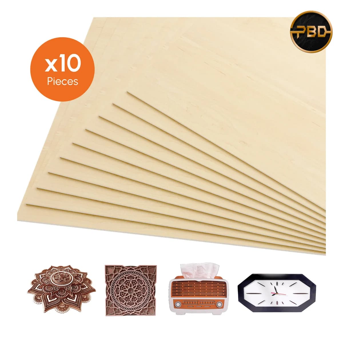 AlgoLaser Basswood Plywood 300 × 300 × 3 mm (10 pcs)