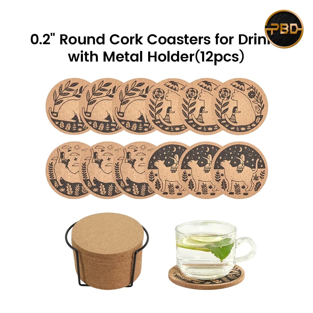 AlgoLaser Round Cork Coasters (12 pcs)