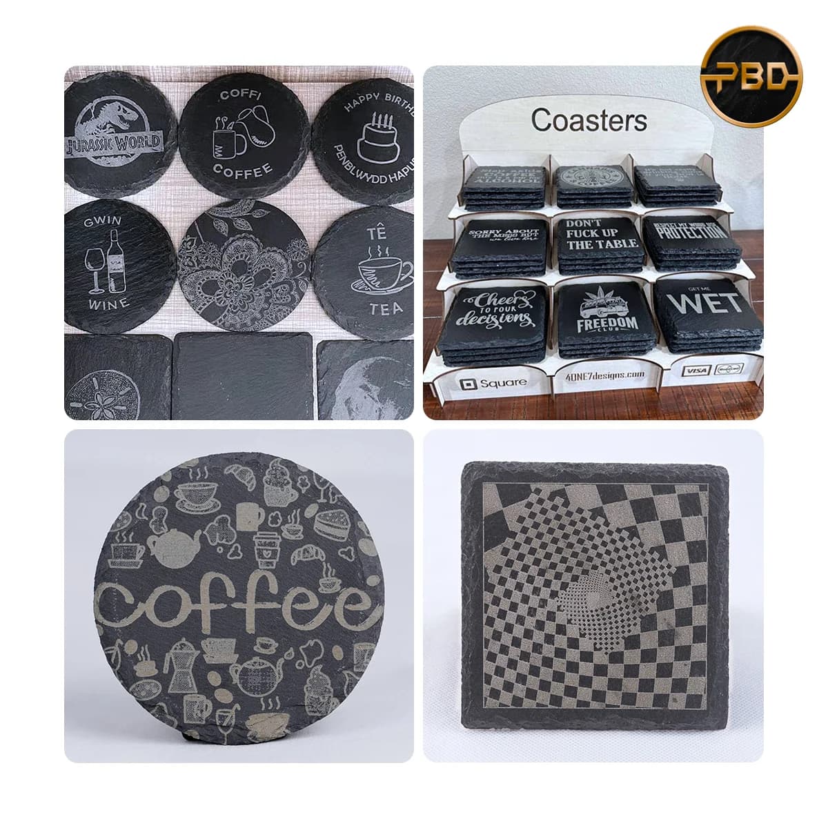 AlgoLaser Slate Coasters 100 mm (9 pcs)