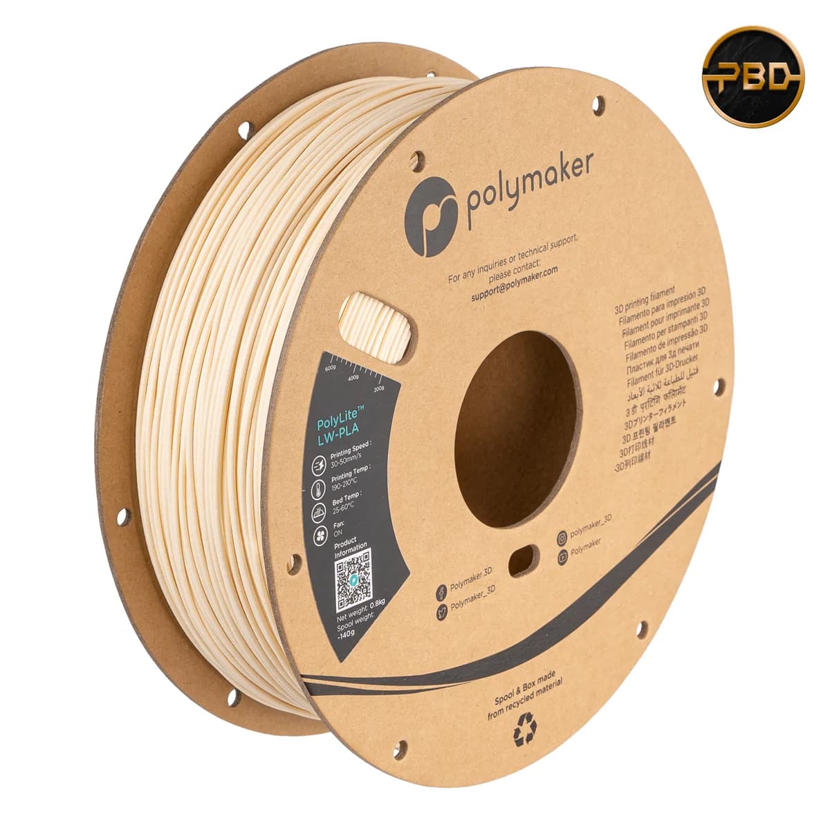 Polymaker PolyLite LW-PLA Filament White