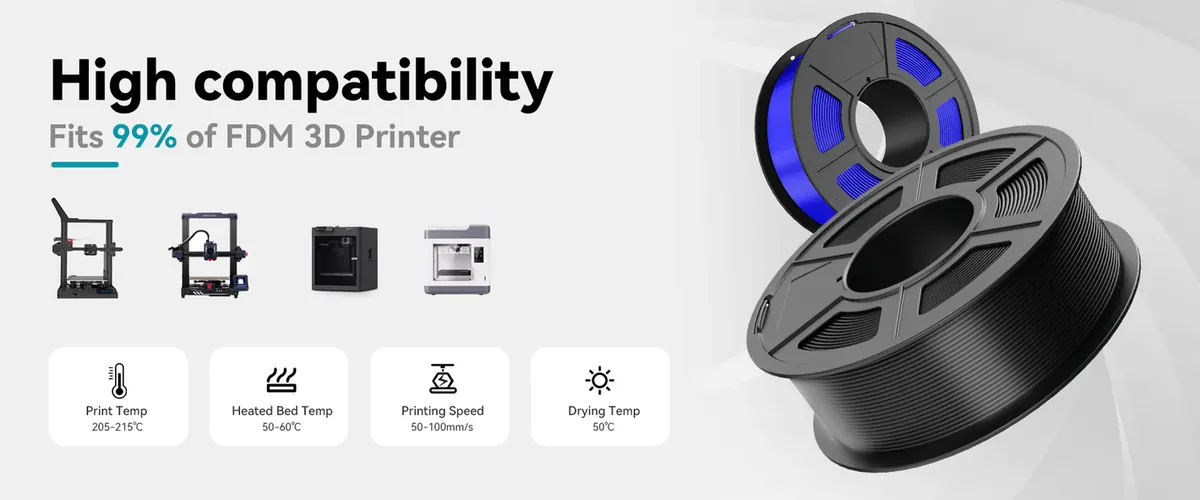 SUNLU PLA+ Filament compatibility with FDM 3D printers