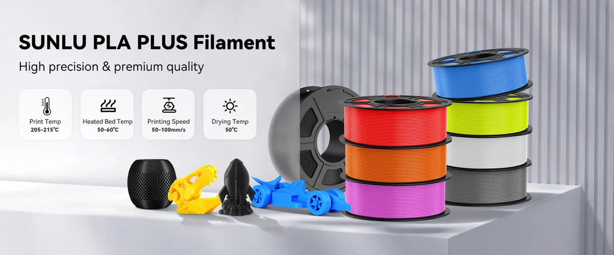 SUNLU PLA+ Filament features like strength and neat winding