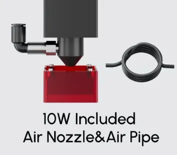 10W laser module with included air nozzle and air pipe for cleaner and faster engraving