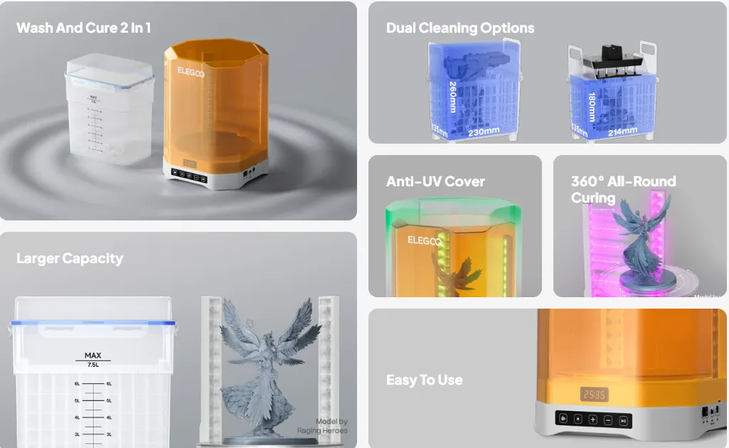 Elegoo Mercury Plus V3.0 Resin 3D printer wash cure station