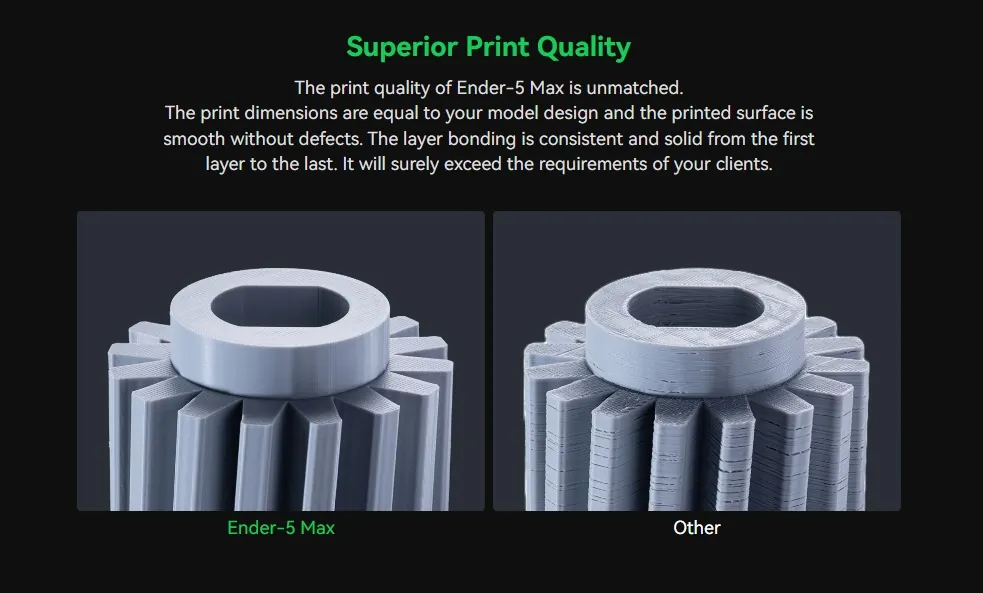 Creality Ender-5 Max 3D Printer delivering superior print quality with high precision, stable performance, and large build volume in Bangladesh.