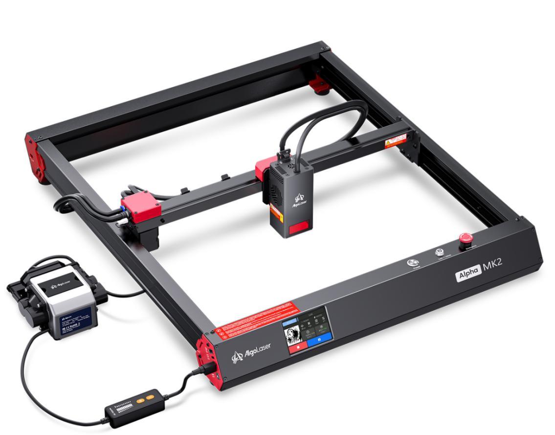 AlgoLaser Alpha MK2 open-frame configuration with air-assist pump