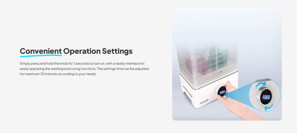 Convenient operation settings with simple controls for easy use on resin 3D printer curing station