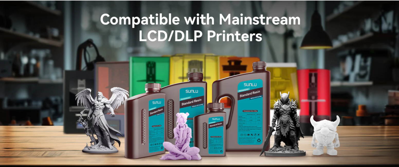 3D printing resin compatible with mainstream LCD and DLP resin 3D printers using 405nm UV light