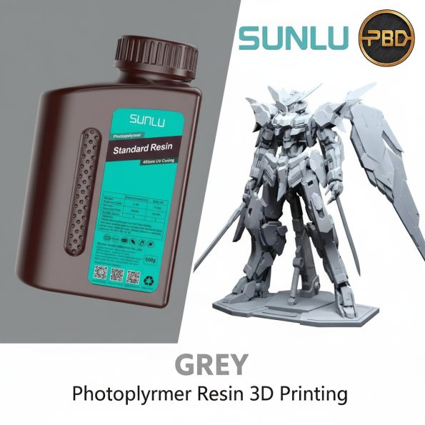 SUNLU Standard grey 3D printing resin for LCD, DLP, and UV resin printers with smooth finish