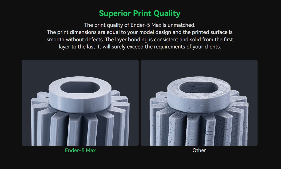 Creality Ender-5 Max 3D Printer delivering superior print quality with high precision, stable performance, and large build volume in Bangladesh.