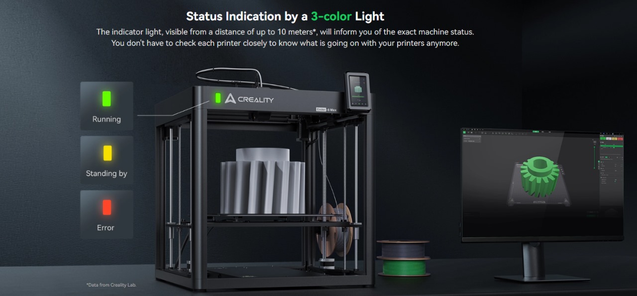 Creality Ender-5 Max 3D Printer with 3-color light indicator showing real-time printing status in Bangladesh.