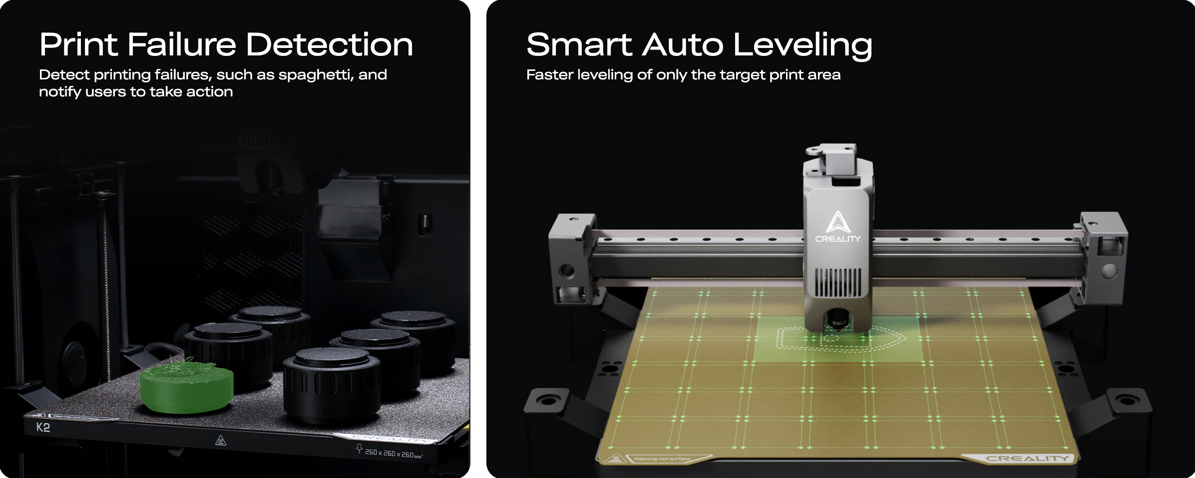 Creality K2 3D Printer with print failure detection and smart auto leveling for smooth, accurate printing in Bangladesh.