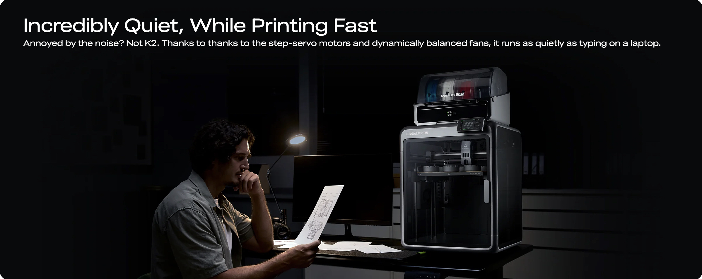 Creality K2 3D Printer offering quiet printing with low noise levels for home and office use in Bangladesh.